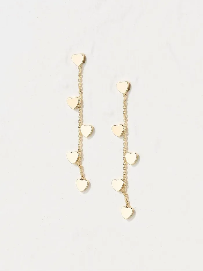 Women Jewellery Fat Face Gold Tone Heart Chain Earrings