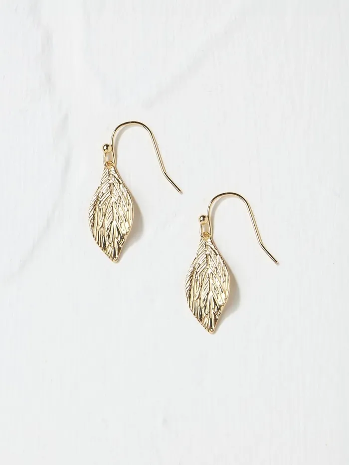 Women Jewellery Fat Face Gold Tone Large Leaf Drop Earrings