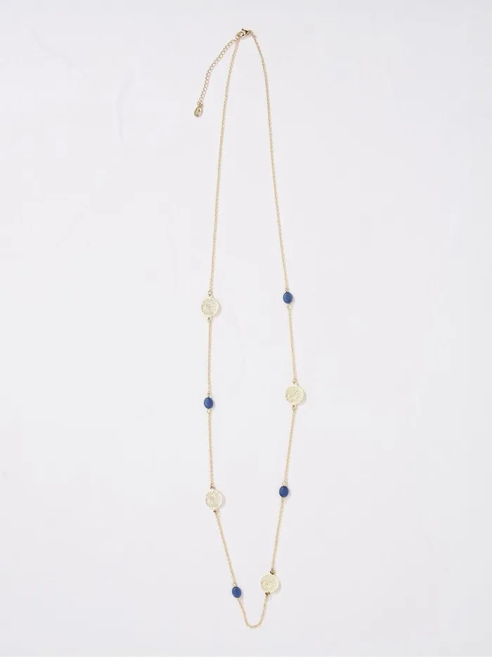Women Jewellery Fat Face Gold Tone Stone Disc Necklace