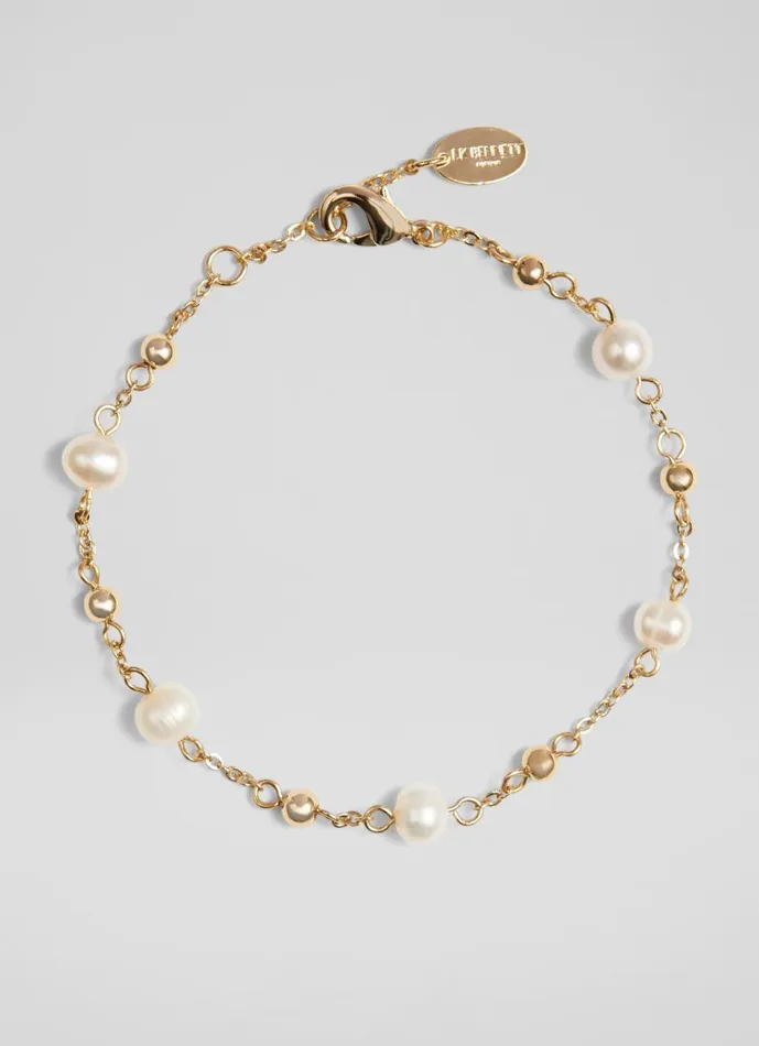 Women Jewellery LKBennett Clara Pearl And Gold Chain Bracelet