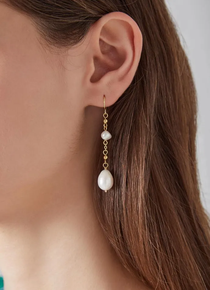 Women Jewellery LKBennett Clara Pearl And Gold Chain Drop Earrings Women Jewellery LKBennett Clara Pearl And Gold Chain Drop Earrings