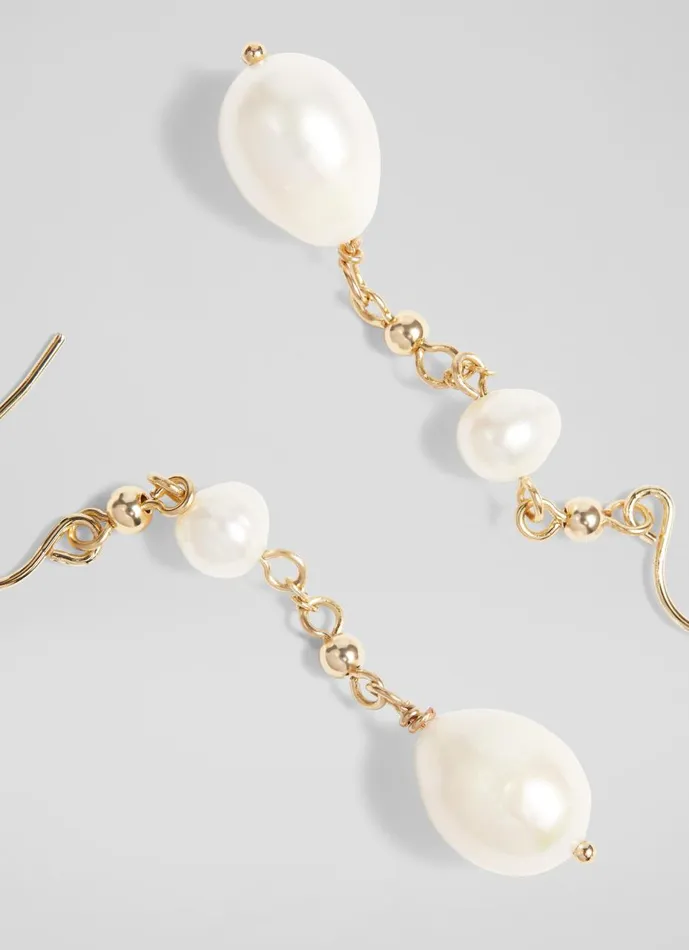 Women Jewellery LKBennett Clara Pearl And Gold Chain Drop Earrings Women Jewellery LKBennett Clara Pearl And Gold Chain Drop Earrings