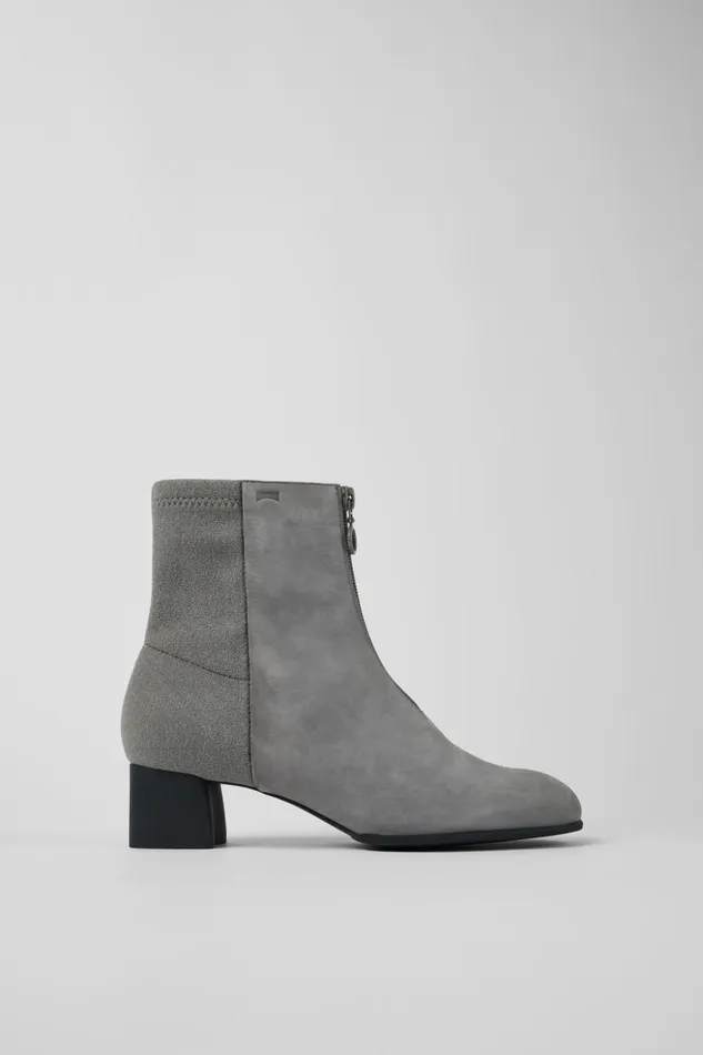 Women Katie Gray Nubuck Heeled Boots Camper Ankle Boots Women Katie Gray Nubuck Heeled Boots Camper Ankle Boots