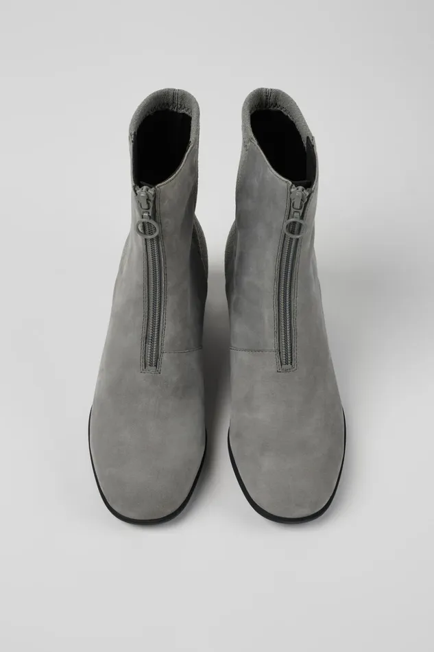 Women Katie Gray Nubuck Heeled Boots Camper Ankle Boots Women Katie Gray Nubuck Heeled Boots Camper Ankle Boots