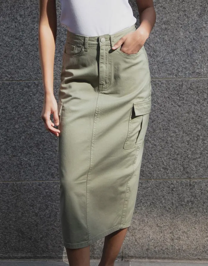 Women Khaki Utility Cargo Maxi Skirt Threadbare Skirts Women Khaki Utility Cargo Maxi Skirt Threadbare Skirts