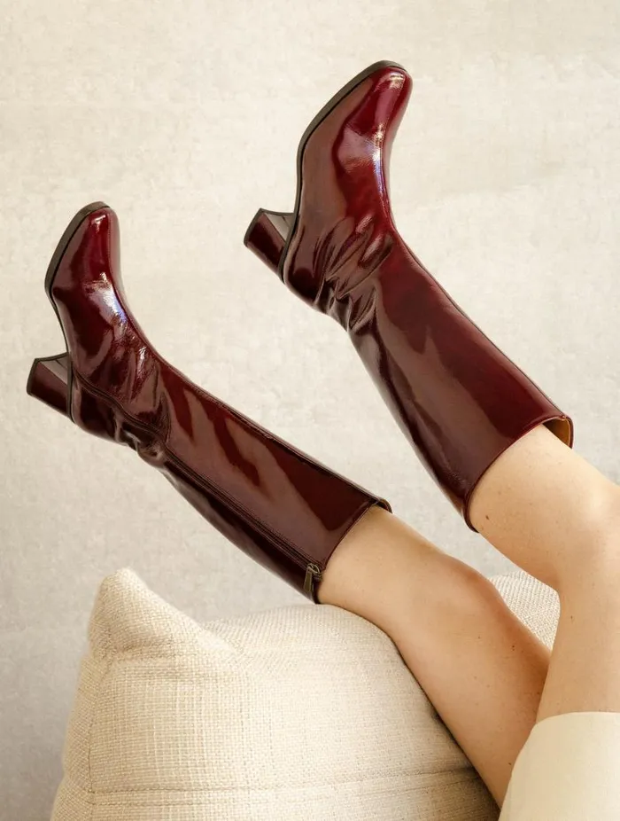 Women Knee High Boots Bobbies Lala Nebbiolo