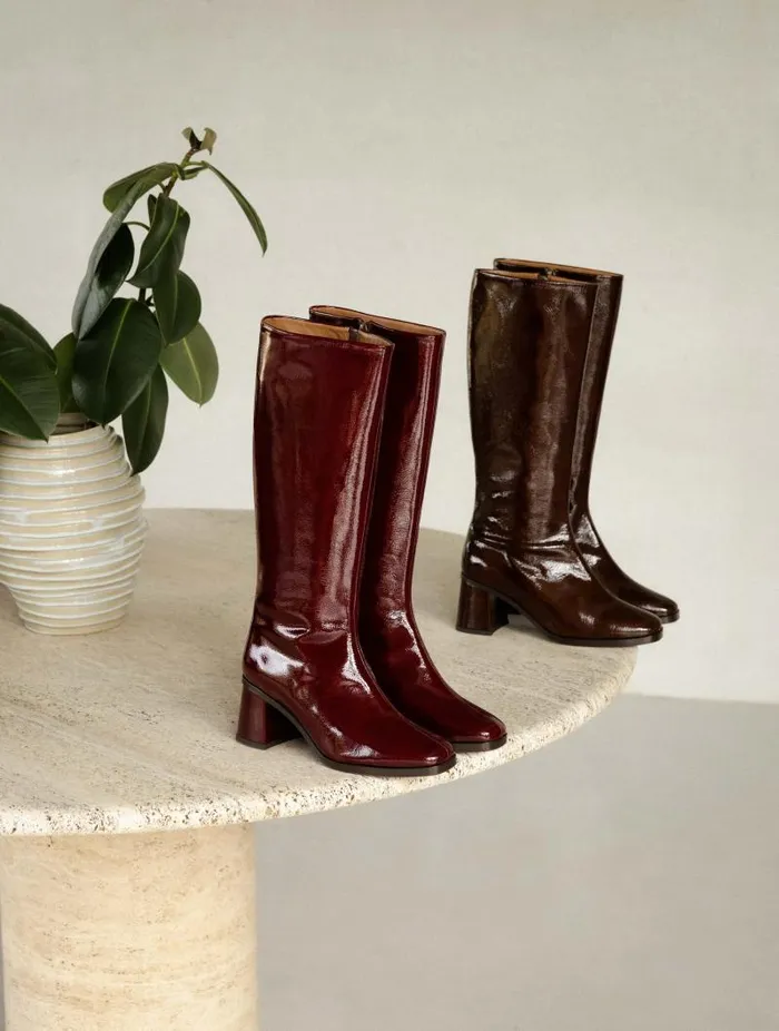 Women Knee High Boots Bobbies Lala Nebbiolo