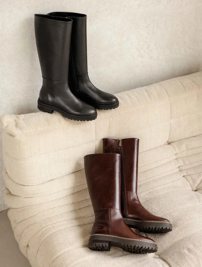 Women Knee High Boots Bobbies Perry Irish Coffee