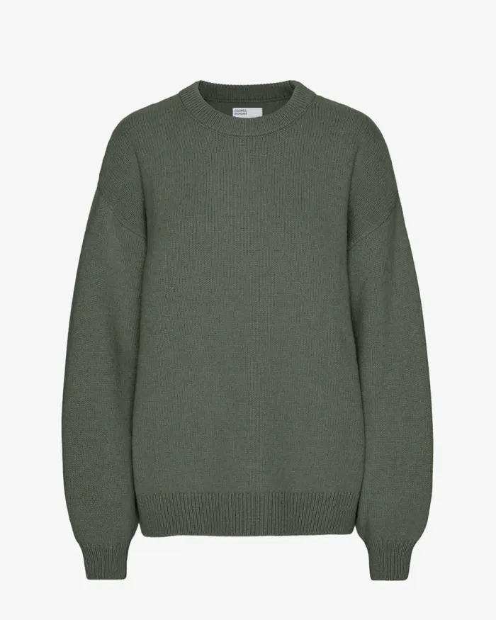 Women Knit Sweaters Colorful Standard Oversized Merino Wool Crew Dusty Olive