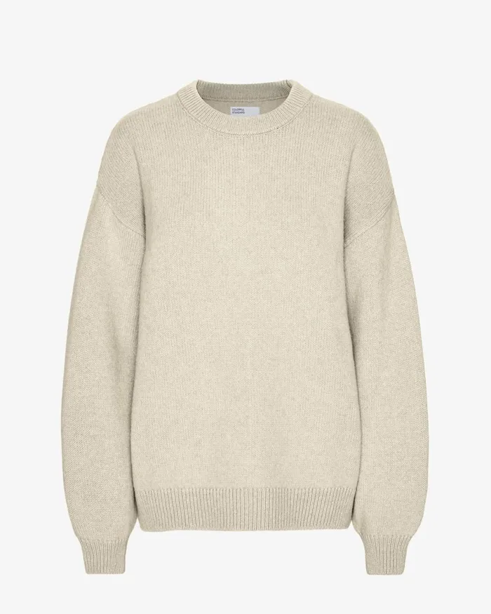 Women Knit Sweaters Colorful Standard Oversized Merino Wool Crew Ivory White