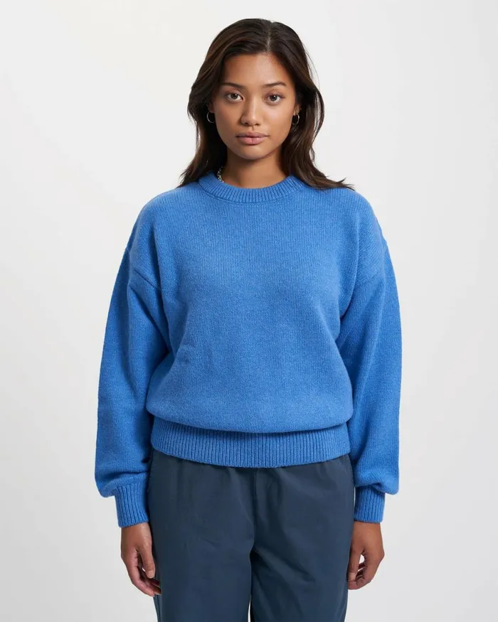 Women Knit Sweaters Colorful Standard Oversized Merino Wool Crew Ivory White