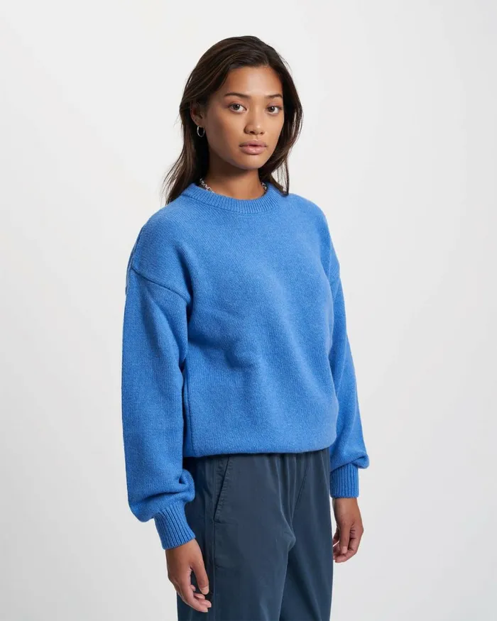 Women Knit Sweaters Colorful Standard Oversized Merino Wool Crew Ivory White