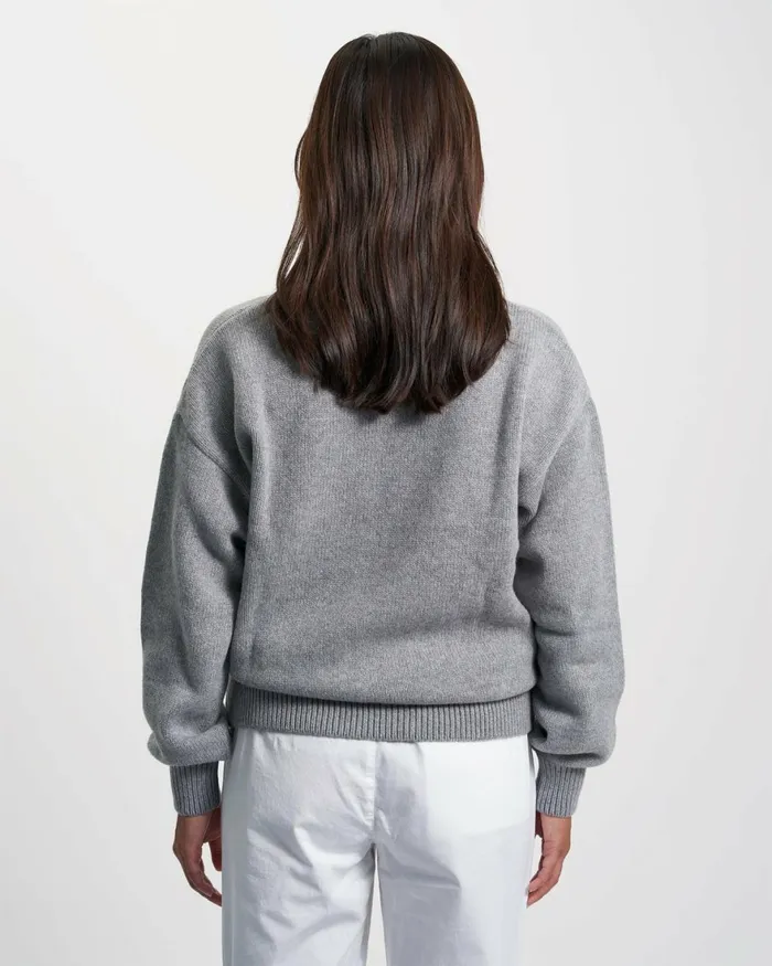 Women Knit Sweaters Colorful Standard Oversized Merino Wool Crew Warm Taupe