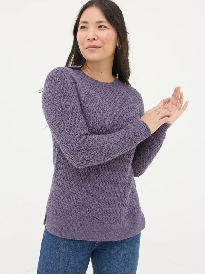 Women Knitwear Fat Face Ella Dark Purple Textured Jumper