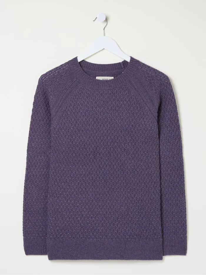 Women Knitwear Fat Face Ella Dark Purple Textured Jumper