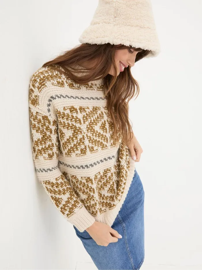 Women Knitwear Fat Face Ikat Cream Wild Frontiers Jumper