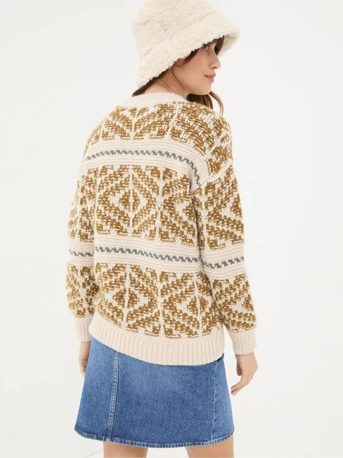 Women Knitwear Fat Face Ikat Cream Wild Frontiers Jumper