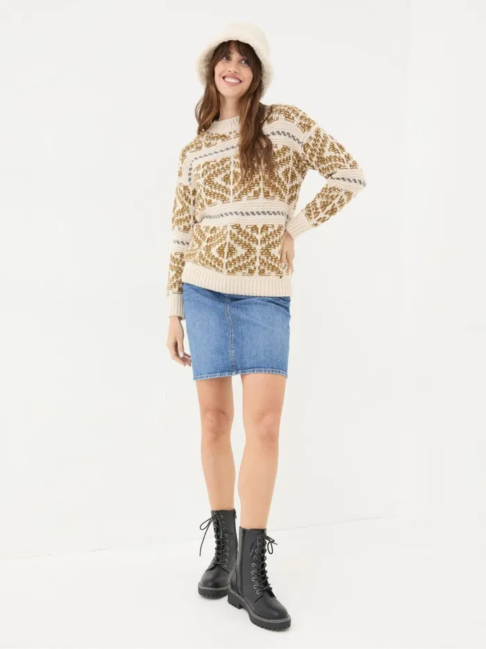 Women Knitwear Fat Face Ikat Cream Wild Frontiers Jumper