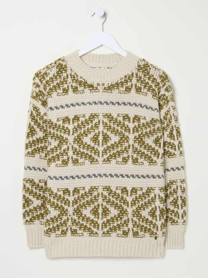 Women Knitwear Fat Face Ikat Cream Wild Frontiers Jumper