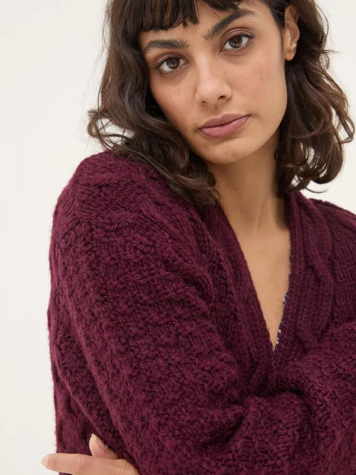 Women Knitwear Fat Face Plum Purple Ezzie Cardigan Women Knitwear Fat Face Plum Purple Ezzie Cardigan