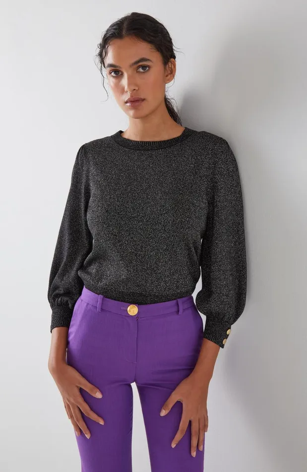 Women Knitwear LKBennett Diana Black Metallic Cotton And Sustainably Sourced Merino Jumper Multi Women Knitwear LKBennett Diana Black Metallic Cotton And Sustainably Sourced Merino Jumper Multi