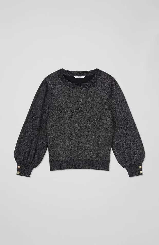 Women Knitwear LKBennett Diana Black Metallic Cotton And Sustainably Sourced Merino Jumper Multi