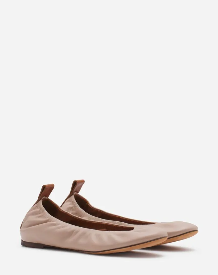 Women Lanvin Ballerinas The Leather Ballerina Flat Dark Beige Women Lanvin Ballerinas The Leather Ballerina Flat Dark Beige