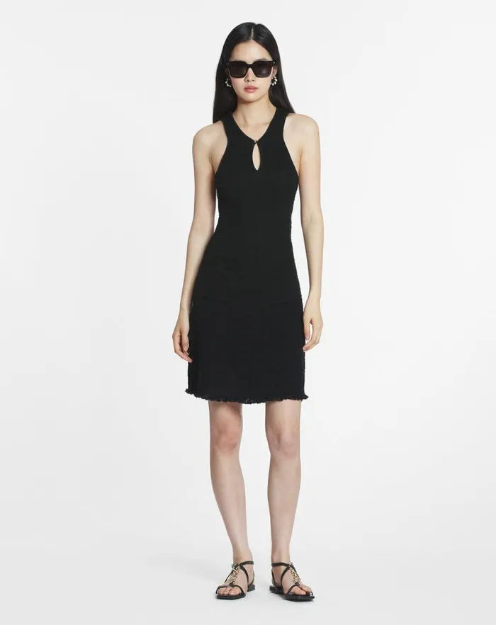 Women Lanvin Dresses Short Cotton Dress Black Women Lanvin Dresses Short Cotton Dress Black