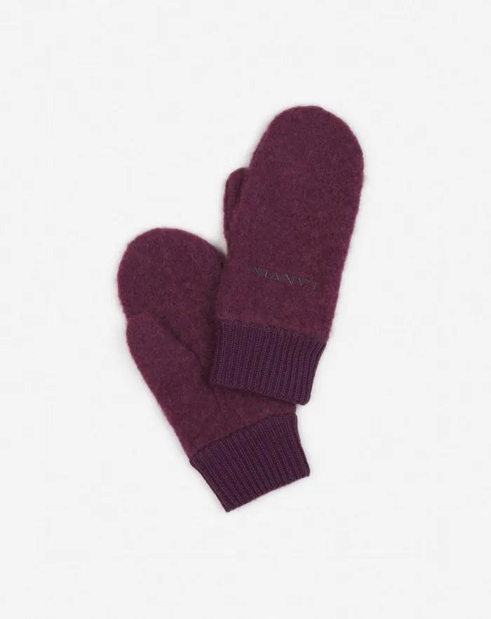 Women Lanvin Gloves Wool Mittens Burgundy Women Lanvin Gloves Wool Mittens Burgundy