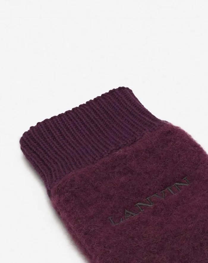 Women Lanvin Gloves Wool Mittens Burgundy Women Lanvin Gloves Wool Mittens Burgundy