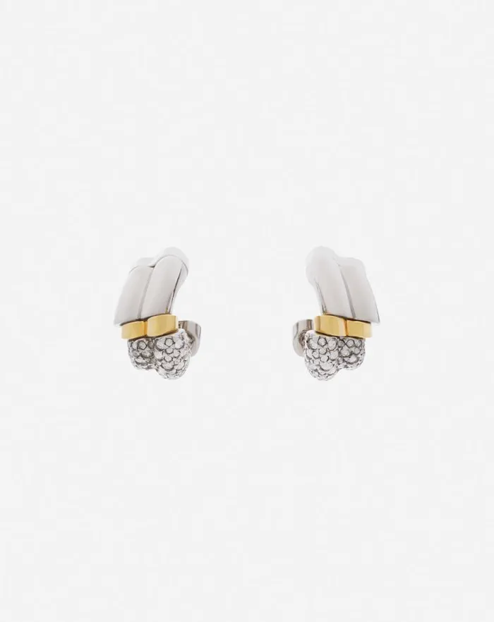 Women Lanvin Jewelry Squence Wave Rhinestone Earrings Silvergold