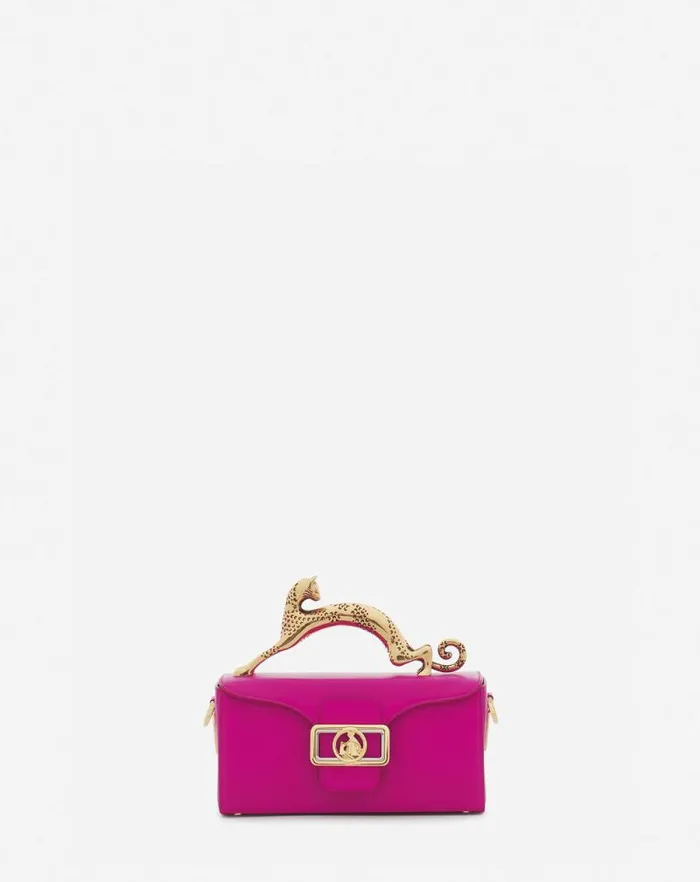 Women Lanvin Mini Bags and Clutches Nano Pencil Cat Leather Bag Fuchsia