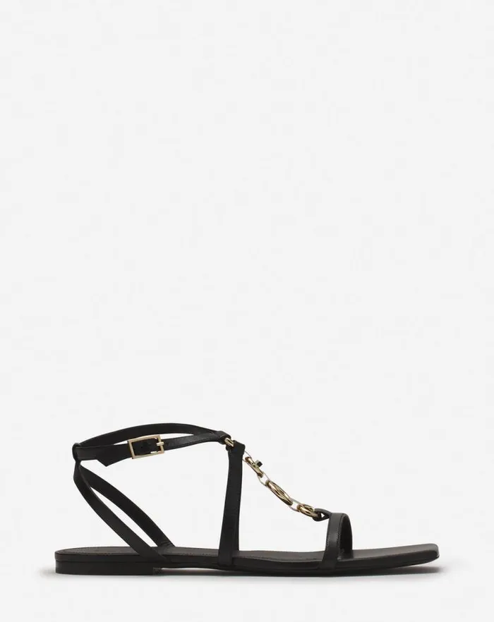 Women Lanvin Sandals and Mules Mesure Flat Leather Sandals Black