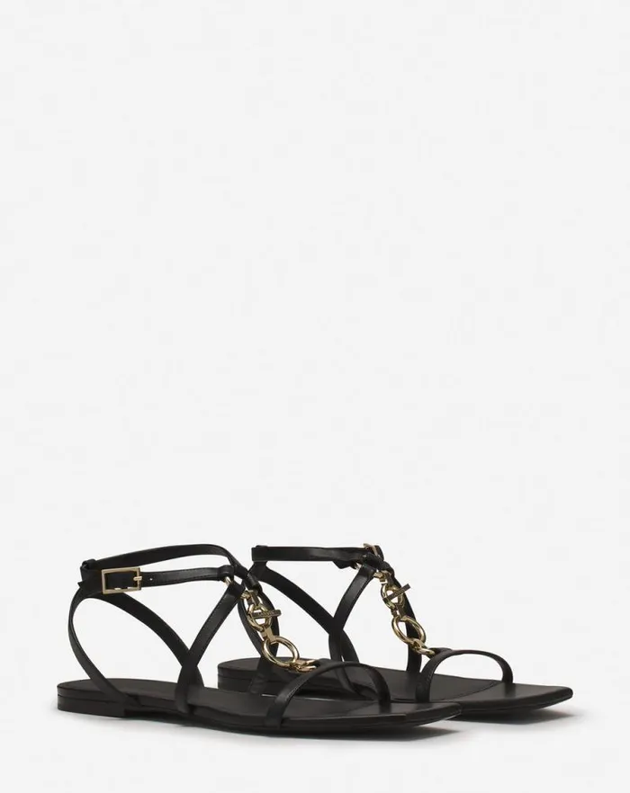 Women Lanvin Sandals and Mules Mesure Flat Leather Sandals Black Women Lanvin Sandals and Mules Mesure Flat Leather Sandals Black