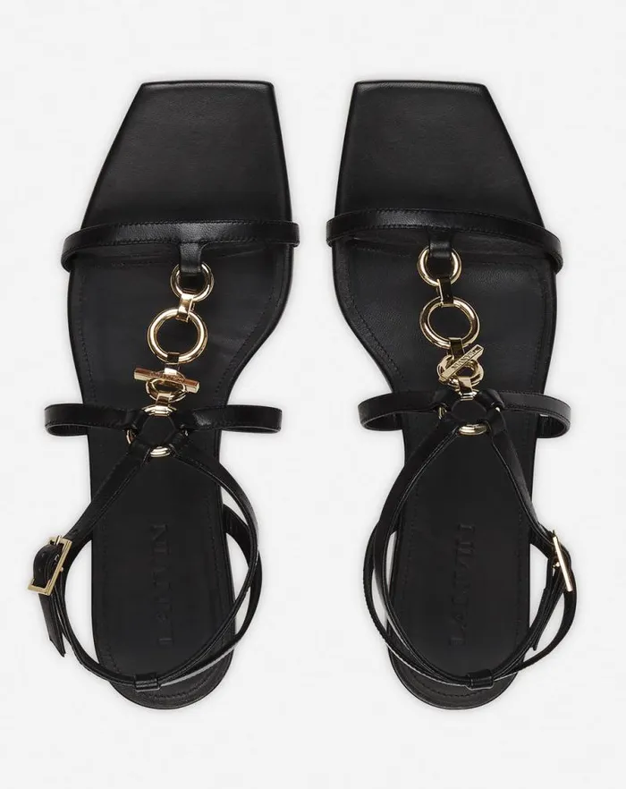 Women Lanvin Sandals and Mules Mesure Flat Leather Sandals Black Women Lanvin Sandals and Mules Mesure Flat Leather Sandals Black