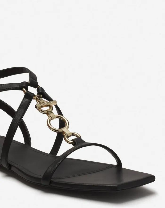 Women Lanvin Sandals and Mules Mesure Flat Leather Sandals Black Women Lanvin Sandals and Mules Mesure Flat Leather Sandals Black