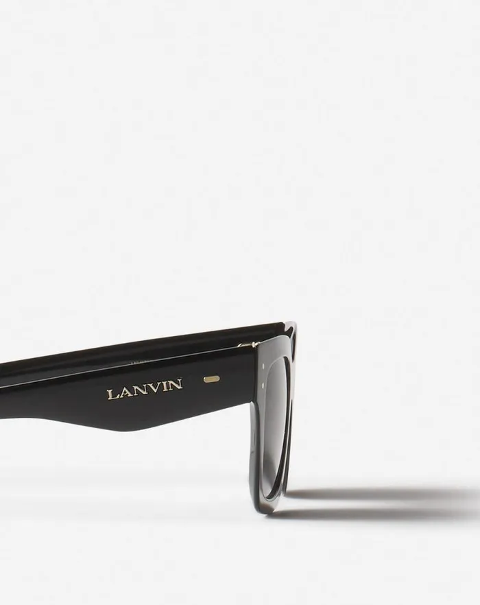 Women Lanvin Sunglasses Lunettes Maxi Rectangle Lanvin Signature Black