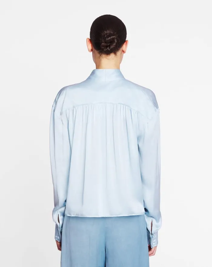 Women Lanvin Tops Ascot Collar Blouse Sky Blue Women Lanvin Tops Ascot Collar Blouse Sky Blue