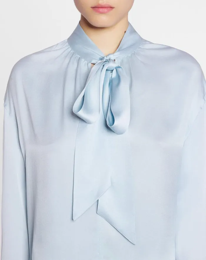 Women Lanvin Tops Ascot Collar Blouse Sky Blue Women Lanvin Tops Ascot Collar Blouse Sky Blue