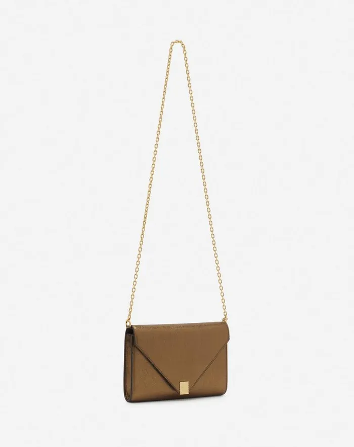 Women Lanvin Wallets and Small Leather Goods Concerto Arpge Wallet Bag In Metallic Grained Leather Bronze Women Lanvin Wallets and Small Leather Goods Concerto Arpge Wallet Bag In Metallic Grained Leather Bronze