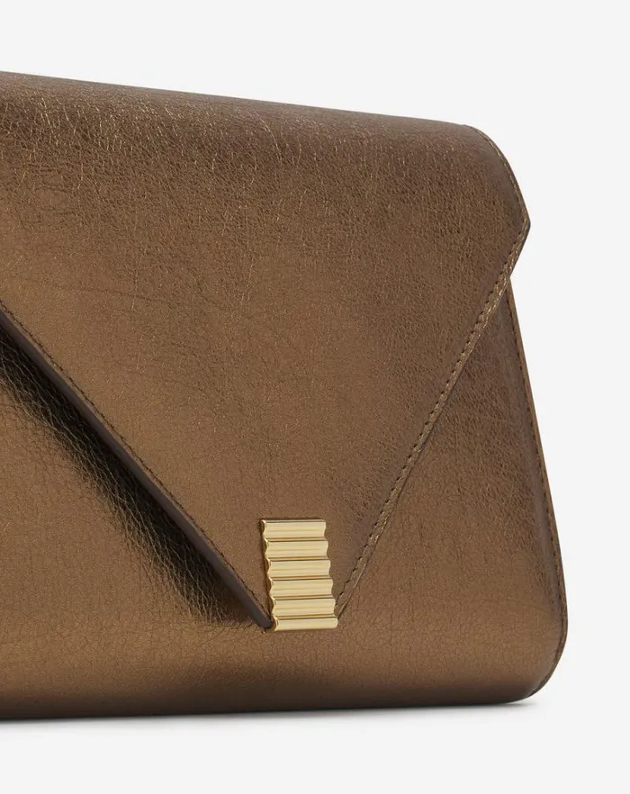 Women Lanvin Wallets and Small Leather Goods Concerto Arpge Wallet Bag In Metallic Grained Leather Bronze Women Lanvin Wallets and Small Leather Goods Concerto Arpge Wallet Bag In Metallic Grained Leather Bronze
