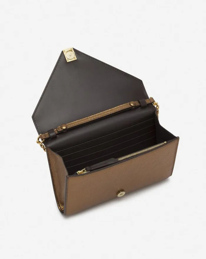 Women Lanvin Wallets and Small Leather Goods Concerto Arpge Wallet Bag In Metallic Grained Leather Bronze Women Lanvin Wallets and Small Leather Goods Concerto Arpge Wallet Bag In Metallic Grained Leather Bronze
