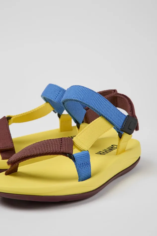 Women Match Yellow Blue And Burgundy Sandals Camper Flat Shoes