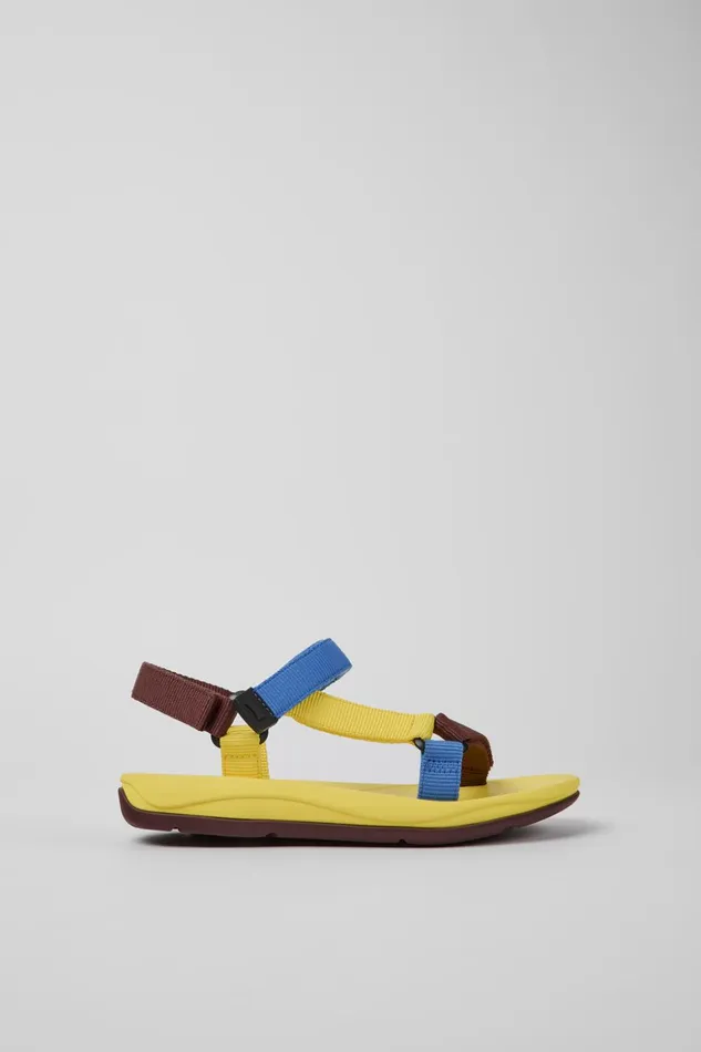Women Match Yellow Blue And Burgundy Sandals Camper Flat Shoes Women Match Yellow Blue And Burgundy Sandals Camper Flat Shoes