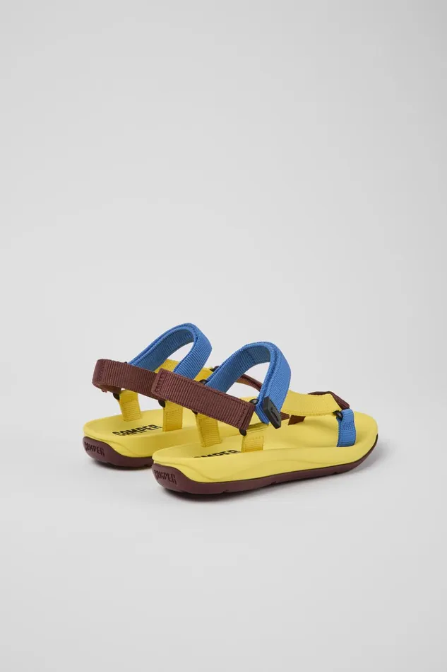 Women Match Yellow Blue And Burgundy Sandals Camper Flat Shoes Women Match Yellow Blue And Burgundy Sandals Camper Flat Shoes
