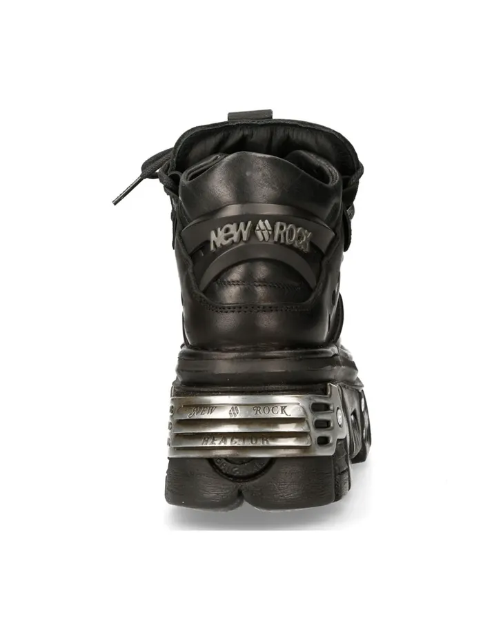 WomenMen Ankle Boot Black Tower With Laces M106S70 New Rock Booties WomenMen Ankle Boot Black Tower With Laces M106S70 New Rock Booties