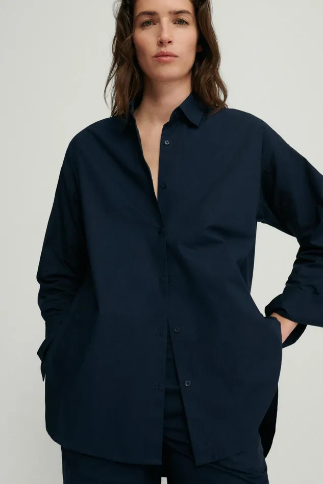 WomenMen Olaya Shirt Deep Navy Ecoalf Onepointzero