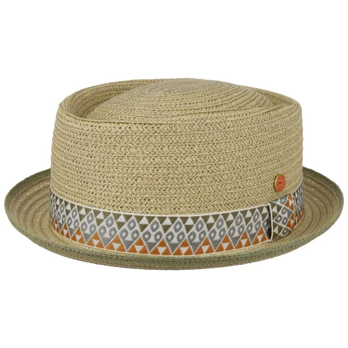 WomenMen Straw Hats Mayser Colour Band Pork Pie Straw Hat Beige