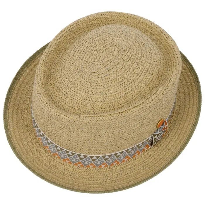WomenMen Straw Hats Mayser Colour Band Pork Pie Straw Hat Beige WomenMen Straw Hats Mayser Colour Band Pork Pie Straw Hat Beige