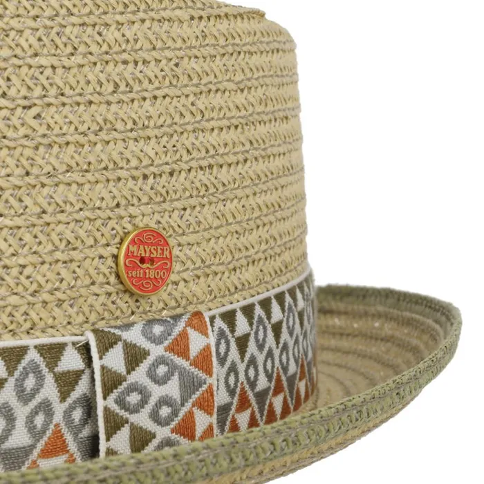 WomenMen Straw Hats Mayser Colour Band Pork Pie Straw Hat Beige WomenMen Straw Hats Mayser Colour Band Pork Pie Straw Hat Beige